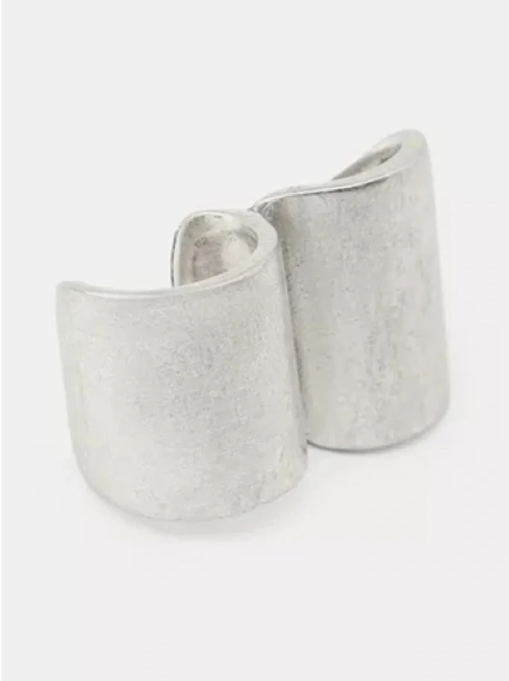 Zara Double Embossed Metal Ring Silver NWT Y2K abstract